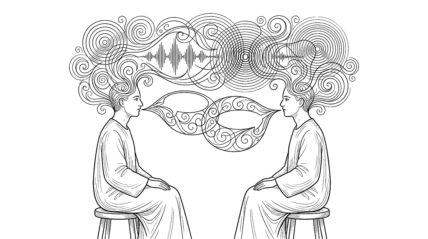 Illustrazione: due figure in dialogo